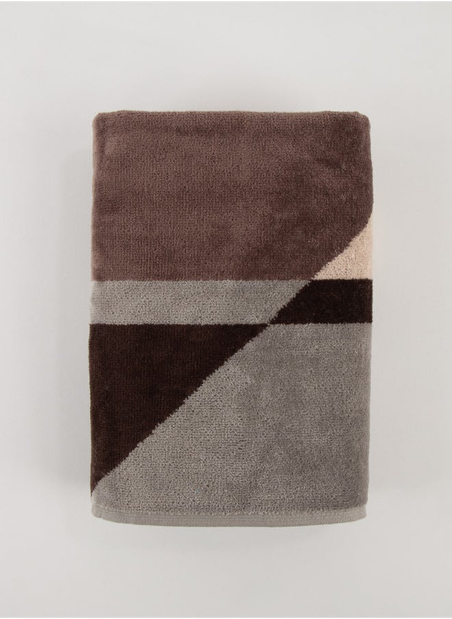 White Rose Towel Cross Stripe 500 Gsm 100% Cotton Terry -Cross Stripe Design1 Hand  50X90 CmLuxury Touch Extra Absorbent-Brown  - Image 2