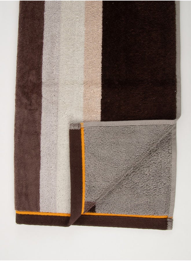 White Rose Towel Cross Stripe 500 Gsm 100% Cotton Terry -Cross Stripe Design1 Hand  50X90 CmLuxury Touch Extra Absorbent-Brown  - Image 5