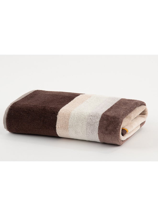 White Rose Towel Cross Stripe 500 Gsm 100% Cotton Terry -Cross Stripe Design1 Hand  50X90 CmLuxury Touch Extra Absorbent-Brown  - Image 4