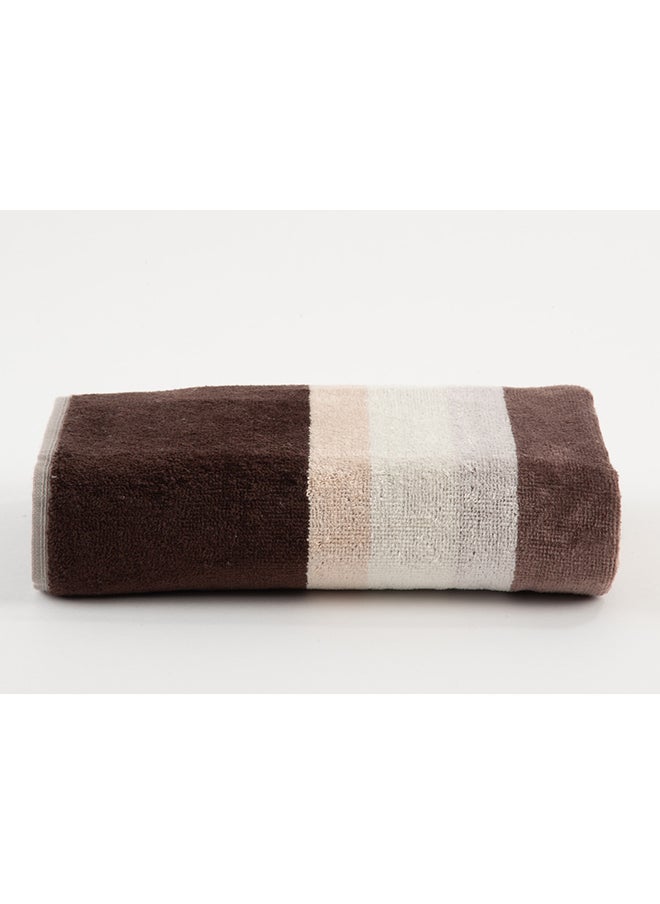 White Rose Towel Cross Stripe 500 Gsm 100% Cotton Terry -Cross Stripe Design1 Hand  50X90 CmLuxury Touch Extra Absorbent-Brown  - Image 3