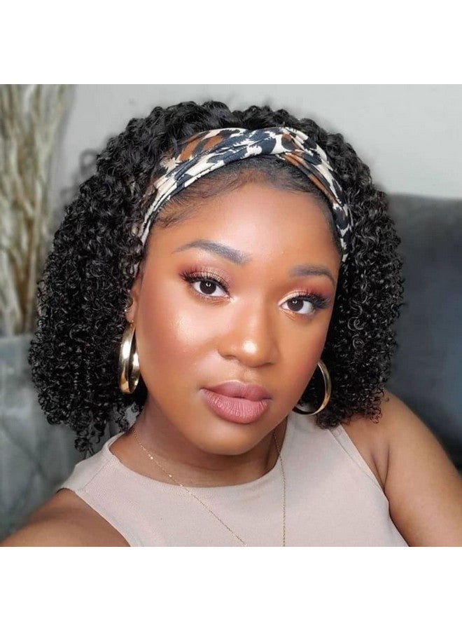 AISI QUEENS Headband Wig Human Hair For Black Women Curly Wigs Glueless Human Hair Short Curly Headband Wigs (10 Inch Curly Headband Wigs) - Image 2