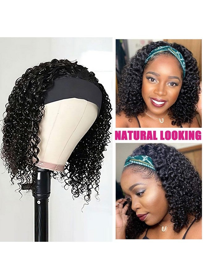 AISI QUEENS Headband Wig Human Hair For Black Women Curly Wigs Glueless Human Hair Short Curly Headband Wigs (10 Inch Curly Headband Wigs) - Image 3