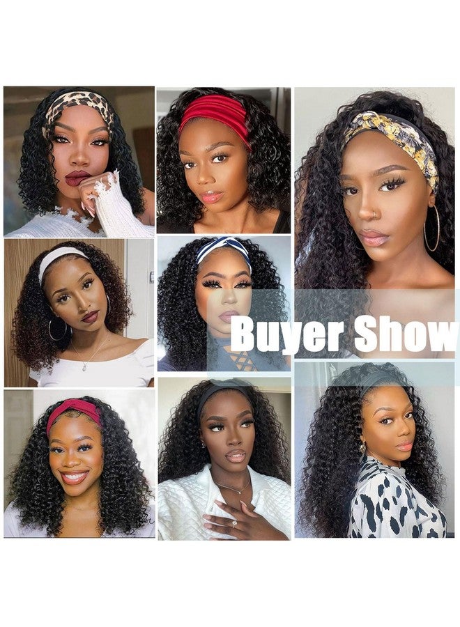 AISI QUEENS Headband Wig Human Hair For Black Women Curly Wigs Glueless Human Hair Short Curly Headband Wigs (10 Inch Curly Headband Wigs) - Image 5