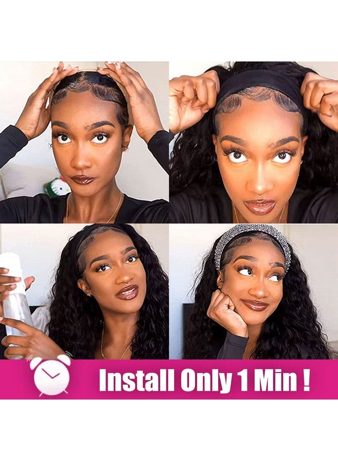 AISI QUEENS Headband Wig Human Hair For Black Women Curly Wigs Glueless Human Hair Short Curly Headband Wigs (10 Inch Curly Headband Wigs) - Image 4