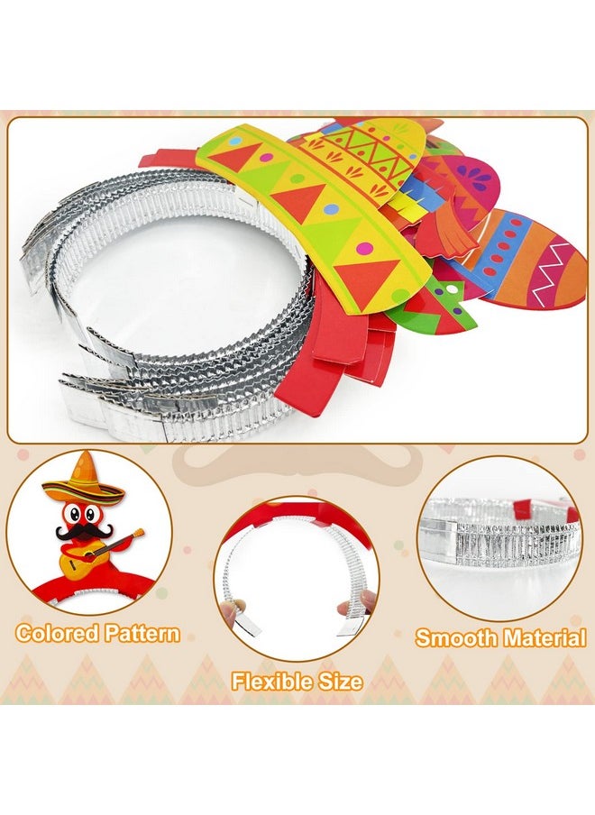 Camlinbo 10 Pack Mexican Fiesta Cardboard Sombrero Headbands, 10 Styles Sombrero Party Hats Headbands Maracas Guitar Llama For Women Men Kids Día De Los Muertos Mexican Fiesta Party Favors Supplies  - Image 3