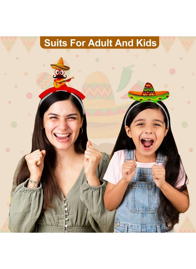 Camlinbo 10 Pack Mexican Fiesta Cardboard Sombrero Headbands, 10 Styles Sombrero Party Hats Headbands Maracas Guitar Llama For Women Men Kids Día De Los Muertos Mexican Fiesta Party Favors Supplies  - Image 4