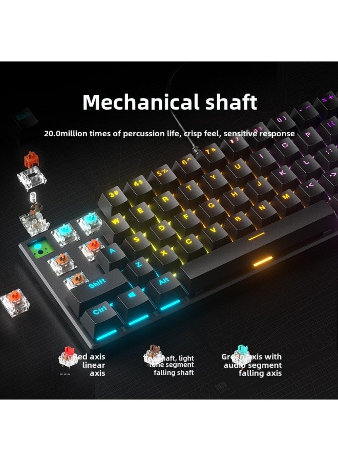Special Explosions Mechanical Keyboard 61 Key Mixed Light Cable Green Tea Axis Game Computer Electronic Competition Mechanical Keyboard-Color:61 Keys - White And Black [wired] Rgb-sleeve Tea Shaft - Image 5