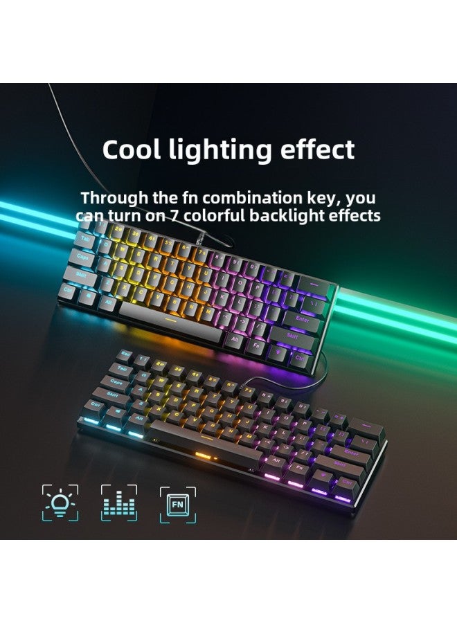 Special Explosions Mechanical Keyboard 61 Key Mixed Light Cable Green Tea Axis Game Computer Electronic Competition Mechanical Keyboard-Color:61 Keys - White And Black [wired] Rgb-sleeve Tea Shaft - Image 2