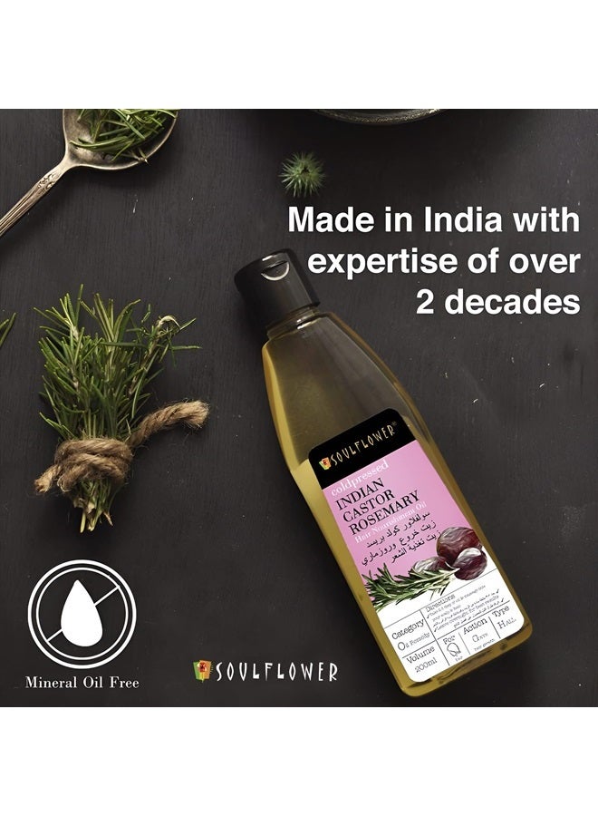 Soulflower Rosemary Castor Hair Oil for Hair Growth, Hairfall Control, For Dry, Damaged, Curly, Coily, Frizzy & Beard Hair - 100% Pure, Vegan, Clinically Proven, Ecocert Cosmos Organic Certified, 6.77 - Image 5