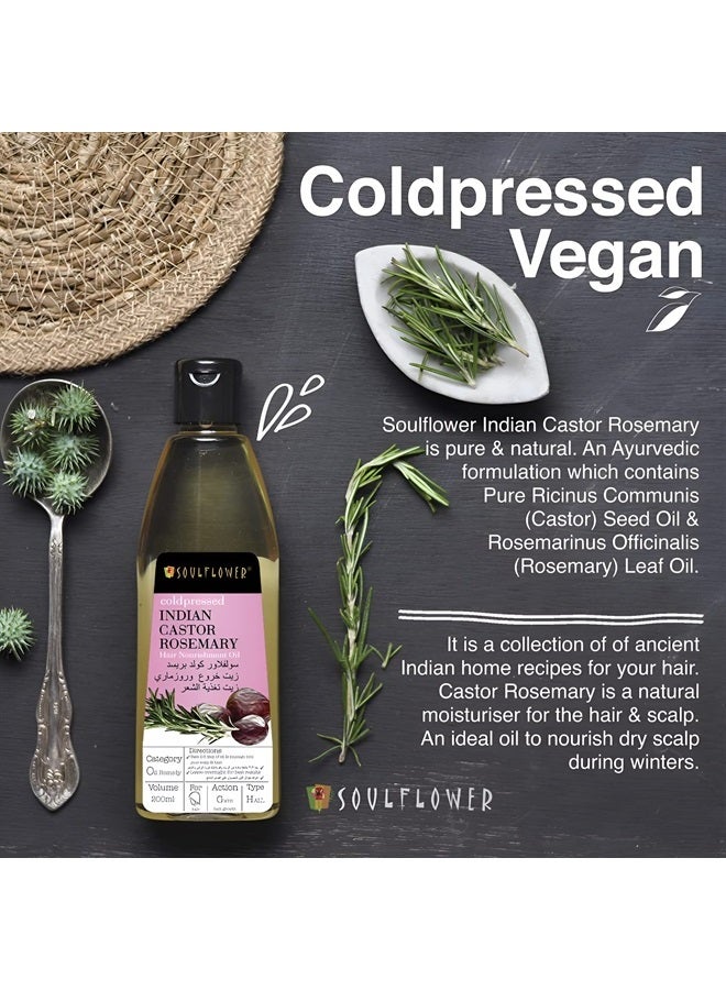 Soulflower Rosemary Castor Hair Oil for Hair Growth, Hairfall Control, For Dry, Damaged, Curly, Coily, Frizzy & Beard Hair - 100% Pure, Vegan, Clinically Proven, Ecocert Cosmos Organic Certified, 6.77 - Image 2