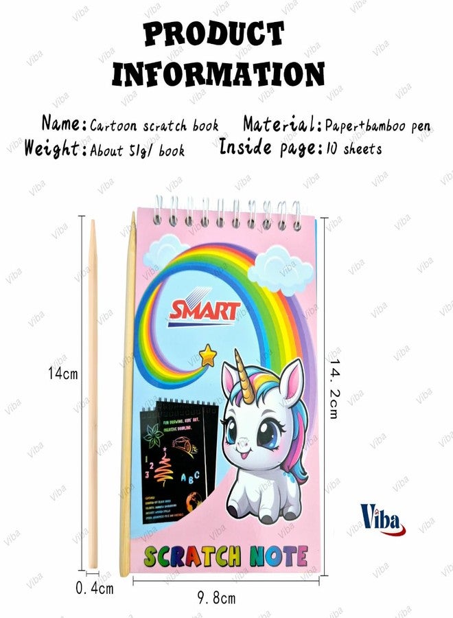 VIBA® Scratch Notebook for Kids (8 Pages, 14 x 10 cm) | Magic Scratch Art Book with Wooden Stylus | Birthday Return Gift, Party Favor & Travel Activity for Children (Pack of 6) - Image 3