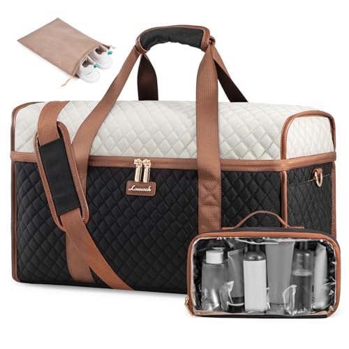 Lovevook حقيبة سفر LOVEVOOK ، حقائب نهاية الأسبوع للنساء ، حقيبة شخصية للسفر على متن الطائرات ، حقيبة لليلة واحدة مع حقيبة مستلزمات شخصية ، حقيبة مستشفى للولادة والتسليم ، حقيبة دوفل لليوغا وصالة الألعاب الرياضية ، 3 قطع - Image 1