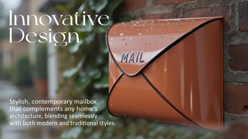 NACH Wall Mount Mailboxes, 11.5 x 9 x 4.5 inch Terracotta Wall Mailboxes for Outside, Waterproof Mailboxes for Outside - Envelope Mailbox - Image 2