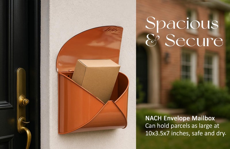 NACH Wall Mount Mailboxes, 11.5 x 9 x 4.5 inch Terracotta Wall Mailboxes for Outside, Waterproof Mailboxes for Outside - Envelope Mailbox - Image 4