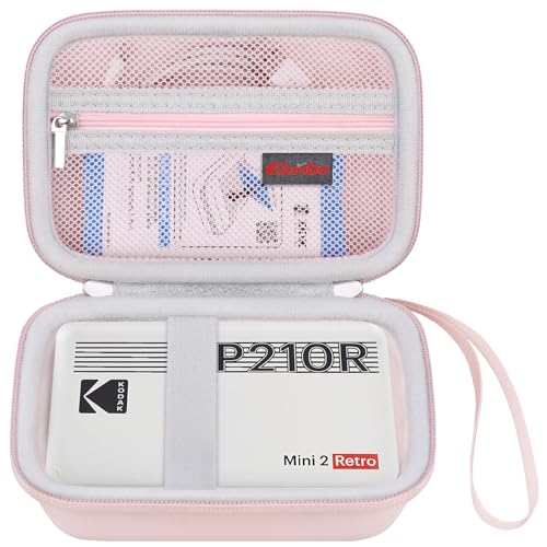 Elonbo Carrying Case for KODAK Mini 2 Retro 4PASS Portable Photo Printer, Mini Color Instant Print Digital Camera Hard Travel Bag, Picture Printer Storage Holder, Pocket Fits Film Cartridge, Pink - Image 1
