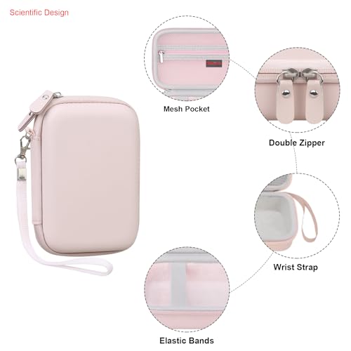 Elonbo Carrying Case for KODAK Mini 2 Retro 4PASS Portable Photo Printer, Mini Color Instant Print Digital Camera Hard Travel Bag, Picture Printer Storage Holder, Pocket Fits Film Cartridge, Pink - Image 4