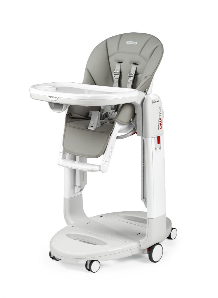 Peg Perego Tatamia Follow Me Recliner Rocking High Chair 5-Point Harness With Double Removable Tray And Cup Holder, Grey, Upto 3 Yrs - Image 1