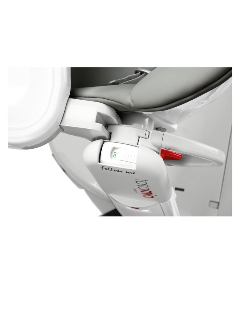 Peg Perego Tatamia Follow Me Recliner Rocking High Chair 5-Point Harness With Double Removable Tray And Cup Holder, Grey, Upto 3 Yrs - Image 4