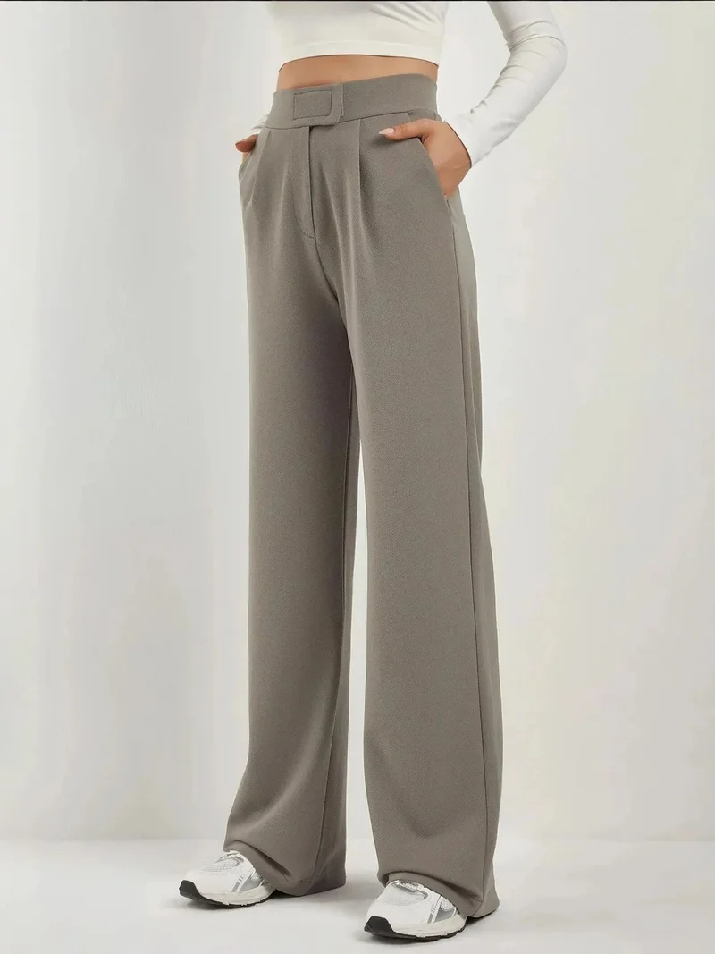 زوبعة بنطلون بالازو بخصر مرتفع وخصر مطاطي من الكريب