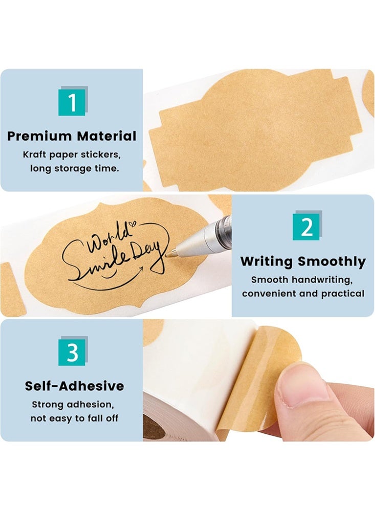 Generic 600-Piece Brown White Kraft Labels Roll Stickers for DIY Crafts Gift Packaging Eco-Friendly Durable Design - Image 2