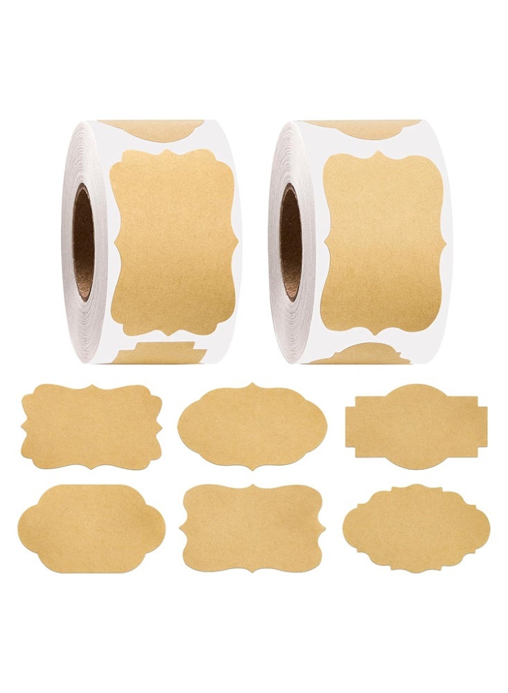 Generic 600-Piece Brown White Kraft Labels Roll Stickers for DIY Crafts Gift Packaging Eco-Friendly Durable Design - Image 1