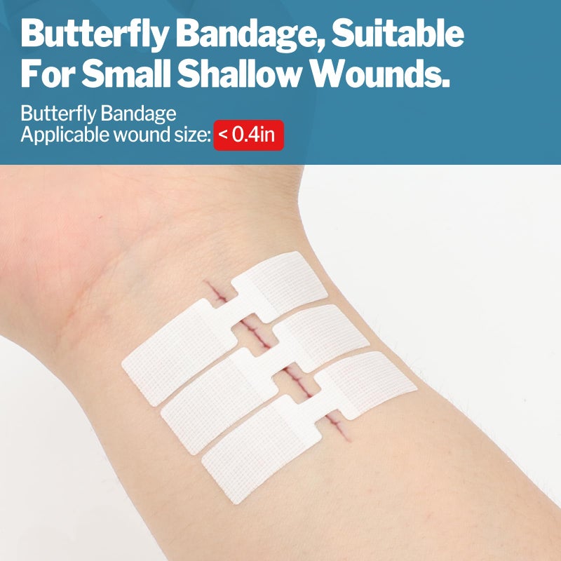 AZEN 14 Pack Emergency Wound Closure Strips, Butterfly Bandages, Emergency Laceration Closure Kit, Repair Wounds Without Stitches, Quick Clot Zip Stitch Wound Closures Device - Image 5