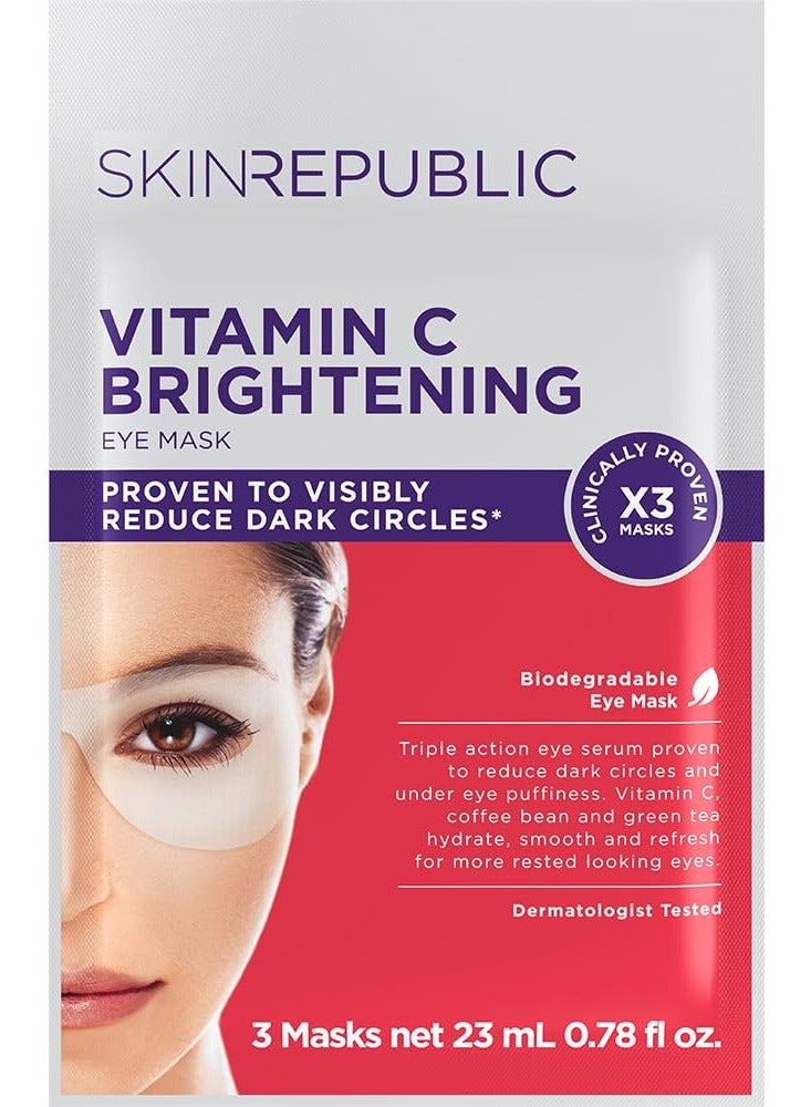 سكين ريبابلك قناع تفتيح العيون (3 أزواج) - مصل ثلاثي المفعول مع فيتامين سي وحبوب القهوة والشاي الأخضر، يقلل الهالات السوداء والانتفاخات والتعب، مرطب ومنعم ومختبر من قبل أطباء الجلدية - Image 1