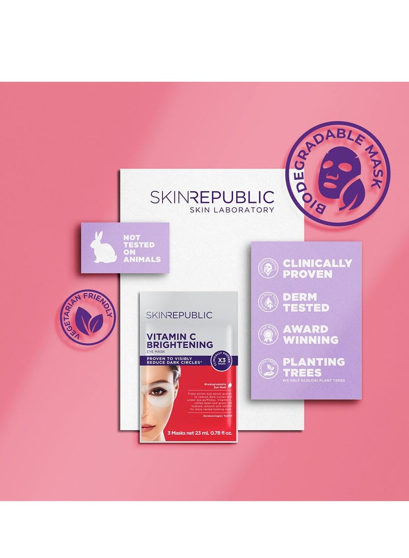 سكين ريبابلك قناع تفتيح العيون (3 أزواج) - مصل ثلاثي المفعول مع فيتامين سي وحبوب القهوة والشاي الأخضر، يقلل الهالات السوداء والانتفاخات والتعب، مرطب ومنعم ومختبر من قبل أطباء الجلدية - Image 5