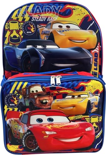 Ruz Disney Pixar Cars 16 Inch Backpack With Removable Lunch Box Set CarsReady - Image 1