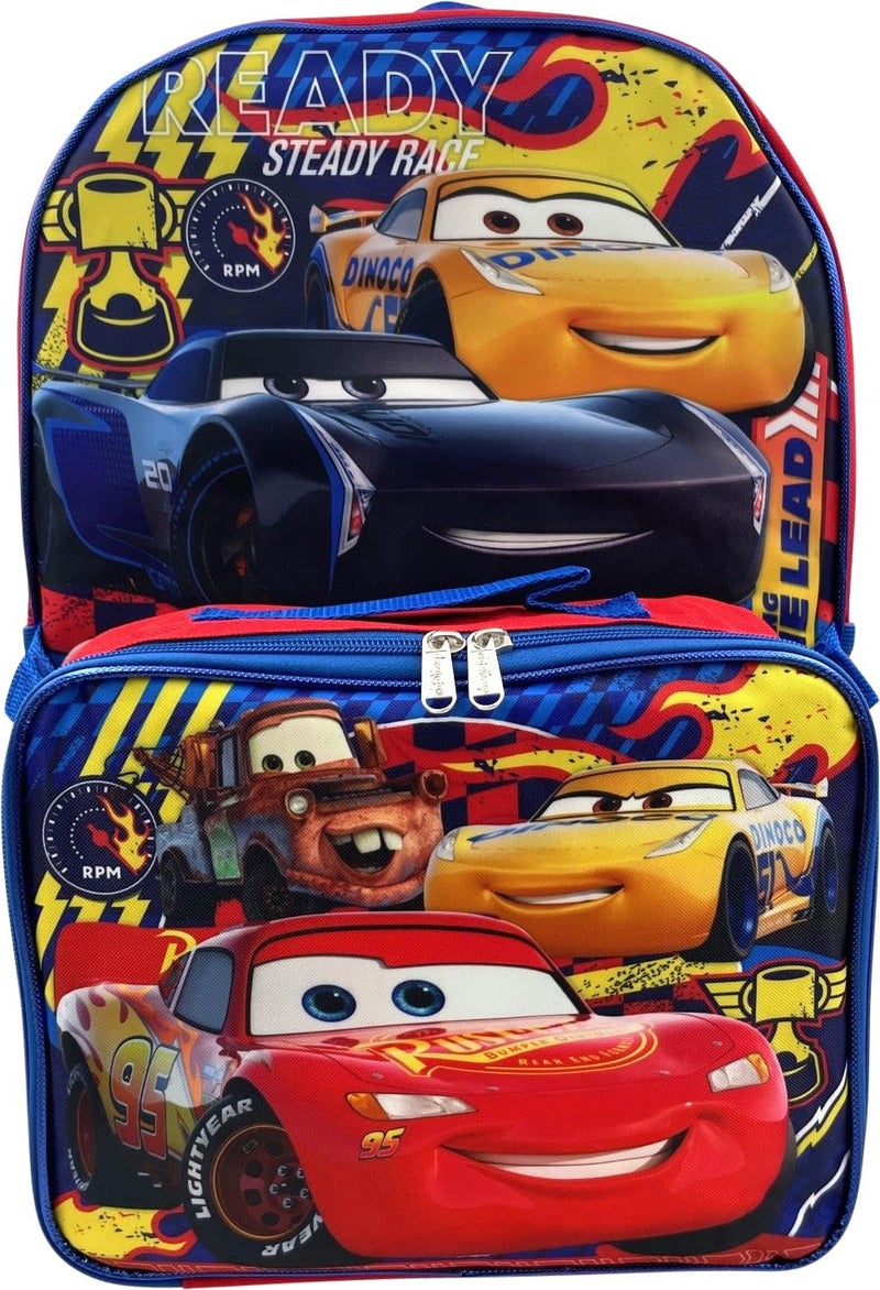 Ruz Disney Pixar Cars 16 Inch Backpack With Removable Lunch Box Set CarsReady - Image 2