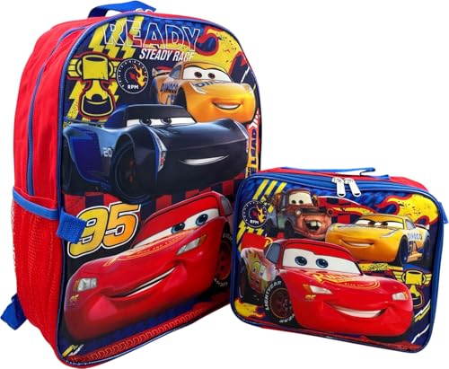 Ruz Disney Pixar Cars 16 Inch Backpack With Removable Lunch Box Set CarsReady - Image 3