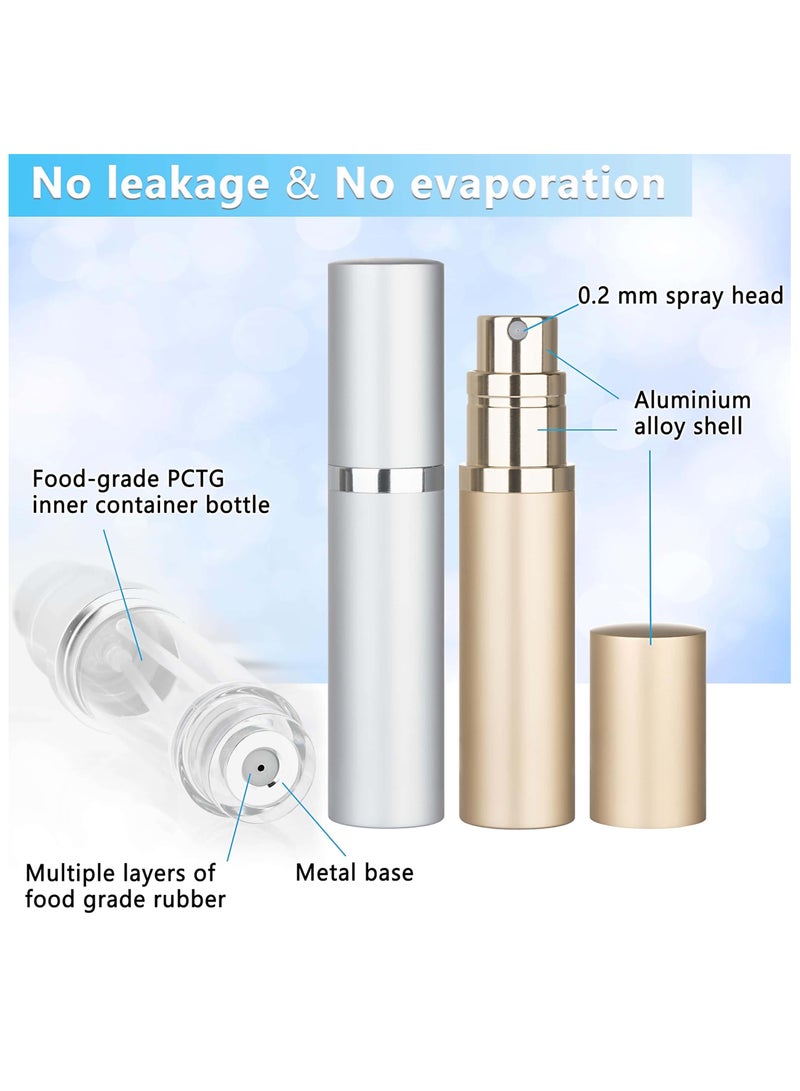 أنمي 2 قطعة السفر المحمولة إعادة الملء رذاذ زجاجات 5 مللي ، أسفل الملء (الفضة + الذهب) - Image 3