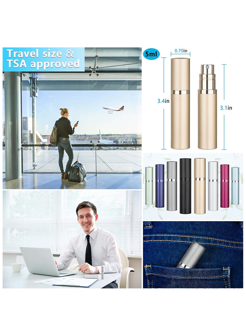 أنمي 2 قطعة السفر المحمولة إعادة الملء رذاذ زجاجات 5 مللي ، أسفل الملء (الفضة + الذهب) - Image 5