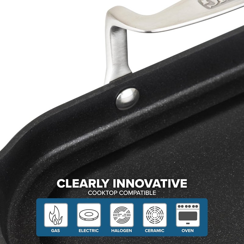 Viking Nonstick Double Burner Griddle, 19 x 11 Inch Hard Anodized Kitchen Grill Pan with Handles, Oven Safe, Works on Gas, Ceramic, and Electric Stove Top - Image 5