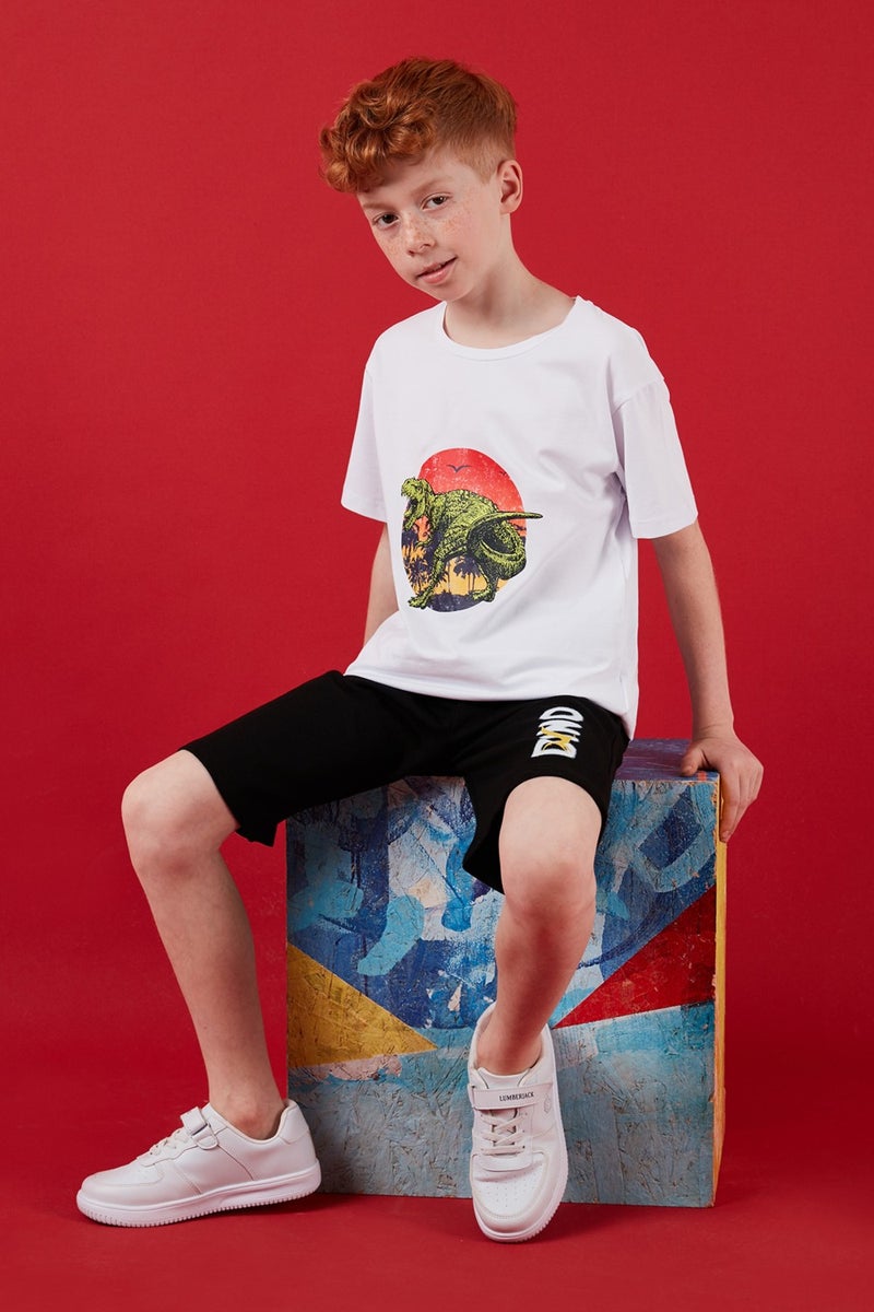 Lela Cotton Regular Fit Crew Neck Top and Bottom Set with Shorts Boy's Suit 6212017 - Image 1