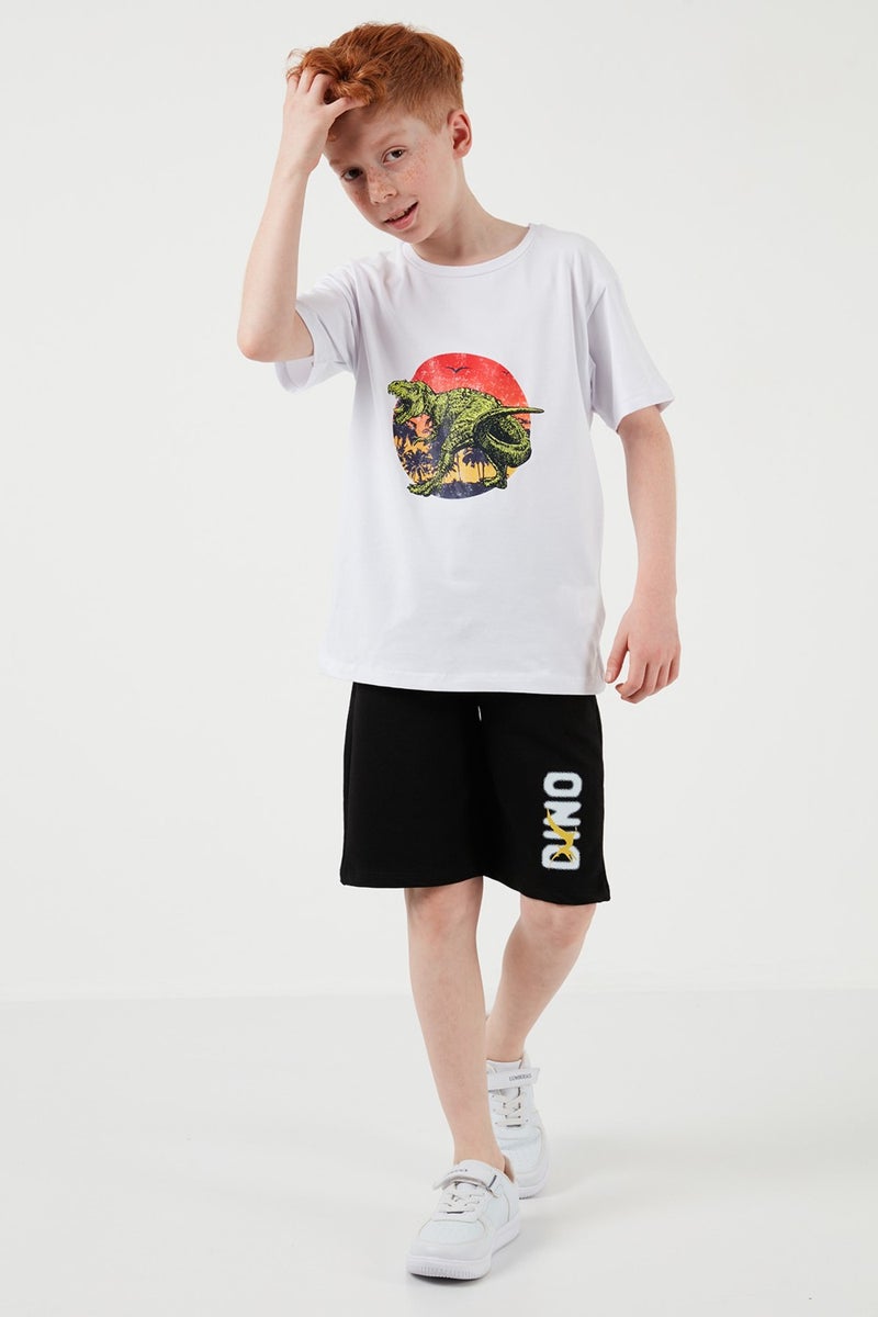 Lela Cotton Regular Fit Crew Neck Top and Bottom Set with Shorts Boy's Suit 6212017 - Image 2