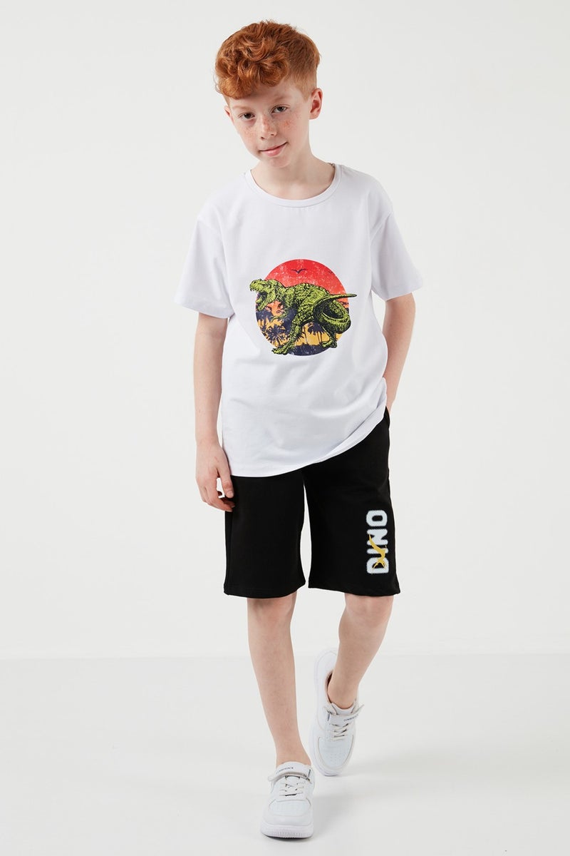 Lela Cotton Regular Fit Crew Neck Top and Bottom Set with Shorts Boy's Suit 6212017 - Image 3