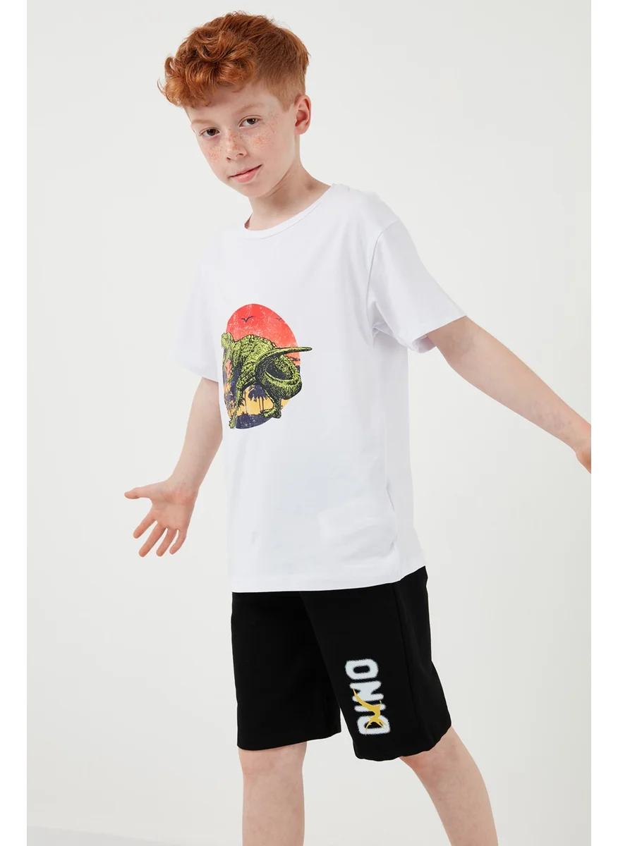 Lela Cotton Regular Fit Crew Neck Top and Bottom Set with Shorts Boy's Suit 6212017