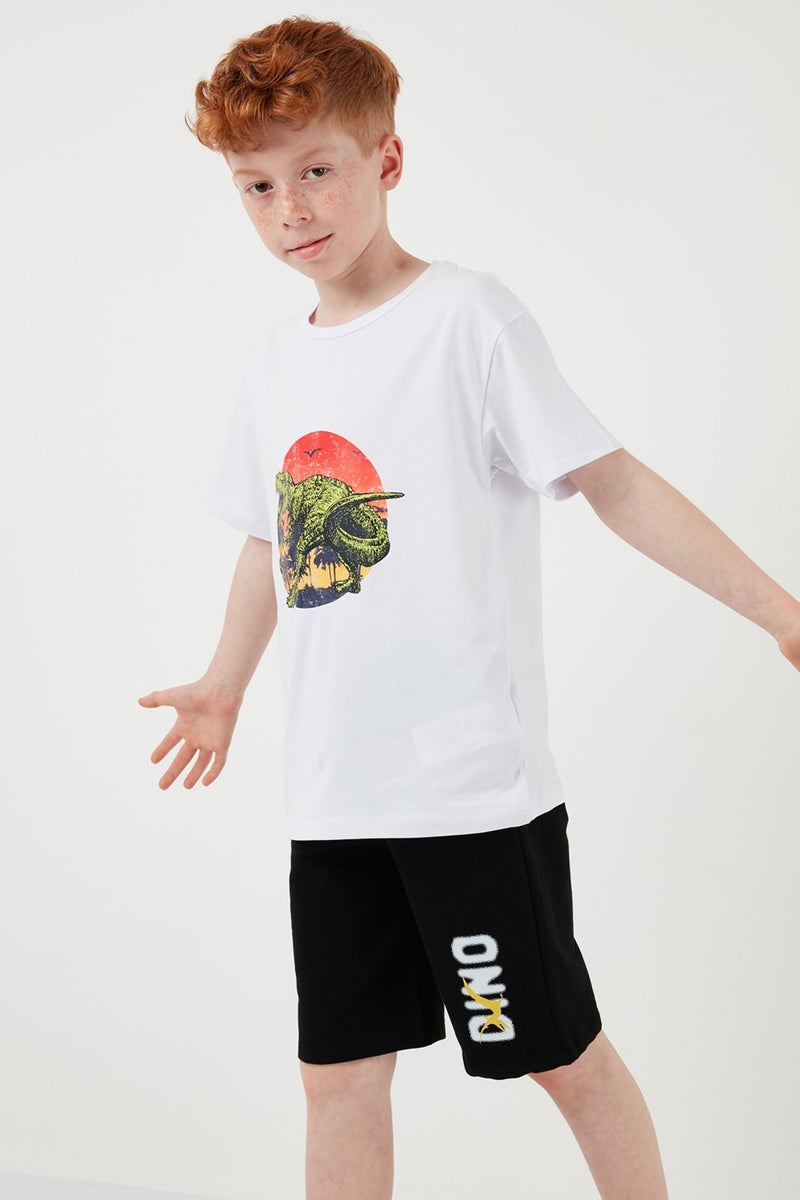 Lela Cotton Regular Fit Crew Neck Top and Bottom Set with Shorts Boy's Suit 6212017 - Image 5