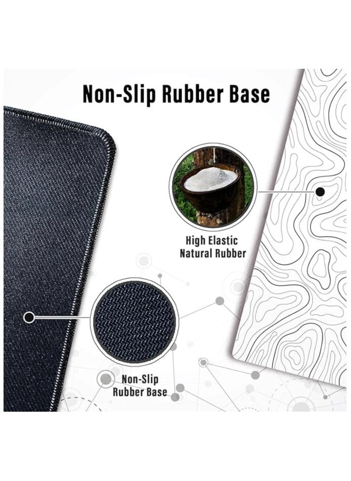 RION Gaming Mouse Pad with Stitched Edges 31.5x11.8 in Minimalist Topographic Map Desk Mat, Extended XXL, XL Mousepad with Anti-Slip Base, Cool Desk Pad for Keyboard and Mouse, Suitable for Gaming, Office, and Home Use. Pack Of 1  - Image 4