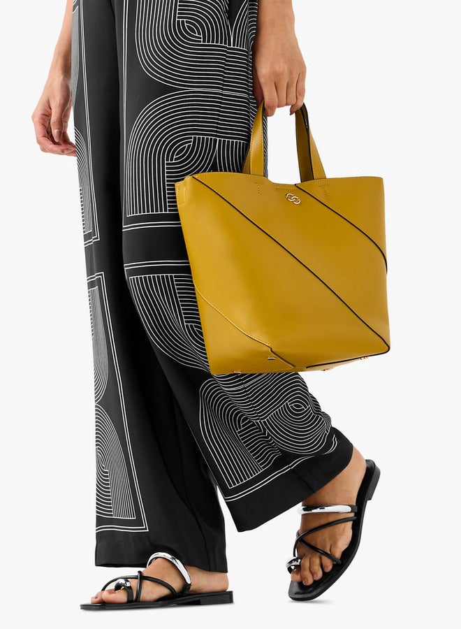 Celeste Panelled Tote Bag with Double Handle and Pouch - Image 2