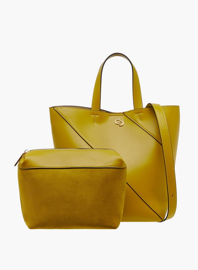 Celeste Panelled Tote Bag with Double Handle and Pouch - Image 1