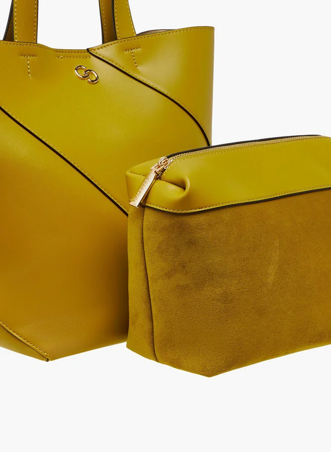 Celeste Panelled Tote Bag with Double Handle and Pouch