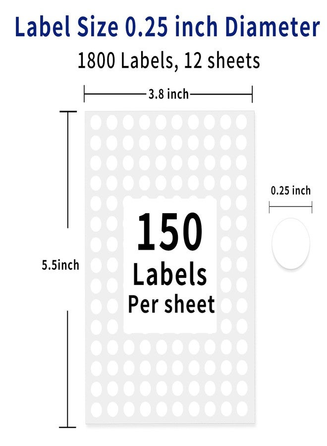 Yeachlaing 0.25 Inch Round Permanent Adhesive Color-Code Dot Stickers,White,Pack of 1800 - Image 2