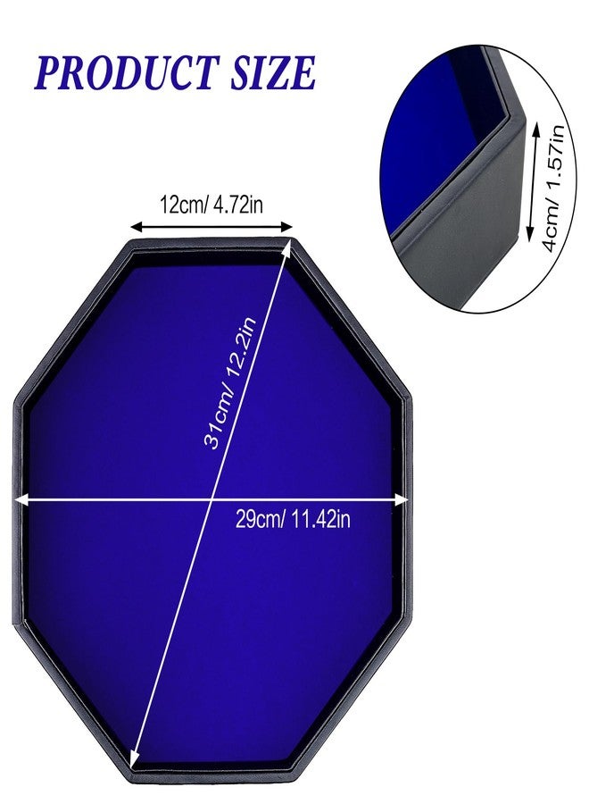 RERIVER Dice Rolling Tray, Blue Felt Lined PU Leather Octagon Dice Tray for Dungeon Crawler Games - Image 3