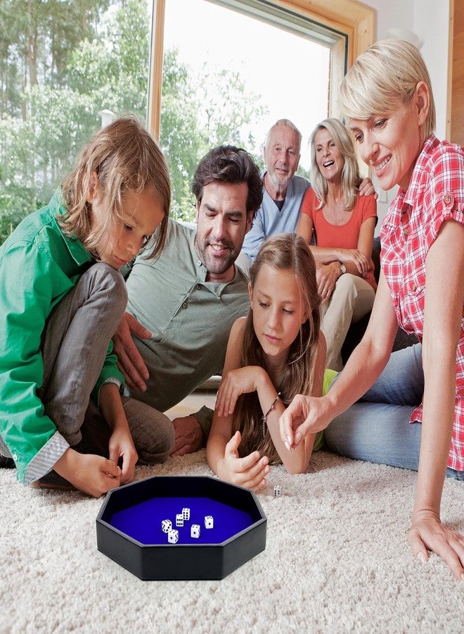 RERIVER Dice Rolling Tray, Blue Felt Lined PU Leather Octagon Dice Tray for Dungeon Crawler Games - Image 5