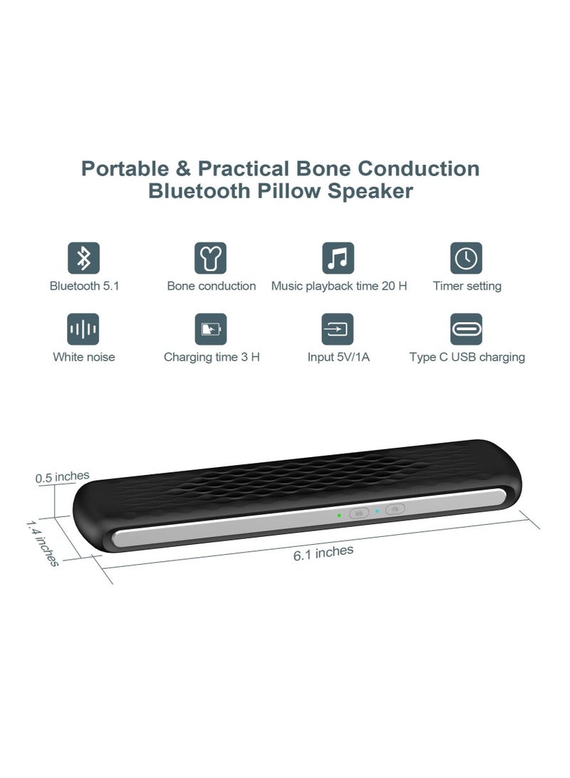 Pillow Speaker Bone Conduction Stereo, Mini Portable Bluetooth Sleep Speaker, Insomnia White Noise Machine, for Deep Sleeping, Side Sleepers (Black) - Image 2
