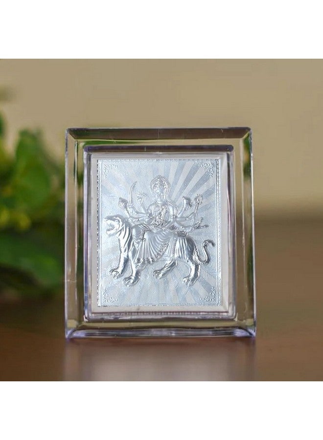 SHIJPIK 999 Pure Silver Ambe Maa Durga Sherawali Frame (8x6cm) - Premium Decorative Artwork for Home, Office, and Religious Gift Item Suitable For Pooja Room, Office, Home - Pack of 1 - Image 1