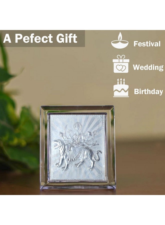 SHIJPIK 999 Pure Silver Ambe Maa Durga Sherawali Frame (8x6cm) - Premium Decorative Artwork for Home, Office, and Religious Gift Item Suitable For Pooja Room, Office, Home - Pack of 1 - Image 4