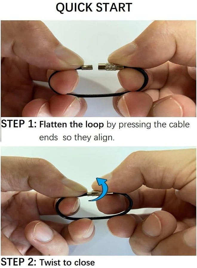 حلقات المفاتيح سلاسل مفاتيح أسلاك الفولاذ المقاوم للصدأ قفل كابل الأمتعة الثقيلة العلامات حلقات حراس 2 مم تويست برميل حزمة من 7 - Image 5